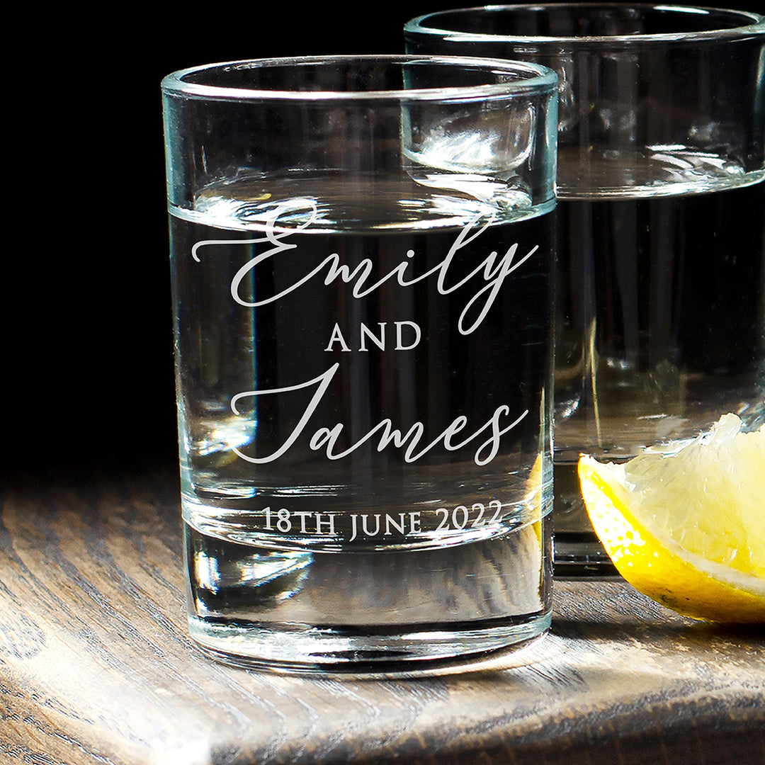 First or Married Names Engraved 65ml Shot Glass-Weddings by Lumi