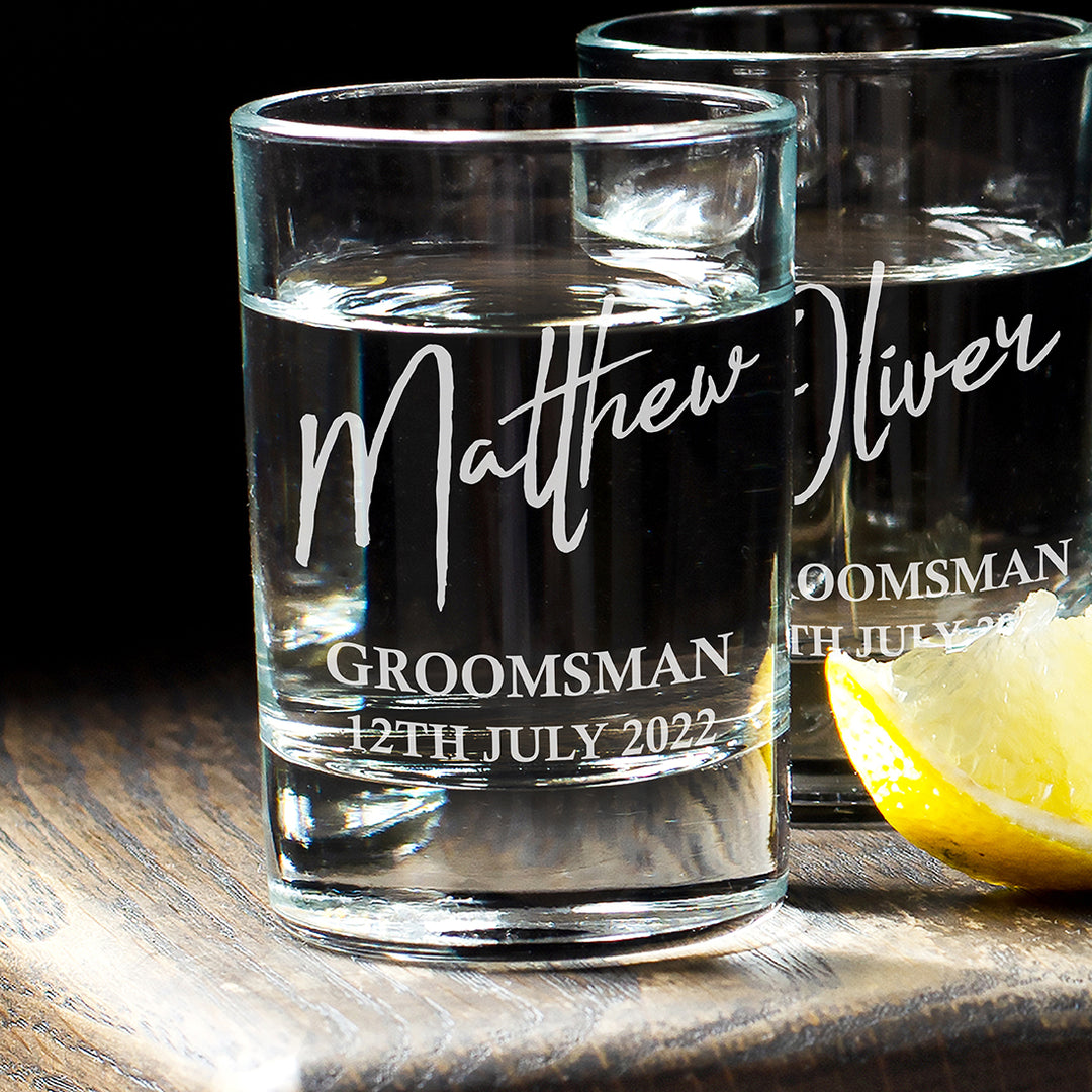 Groomsman Wedding Party Engraved 65ml Shot Glass-Weddings by Lumi