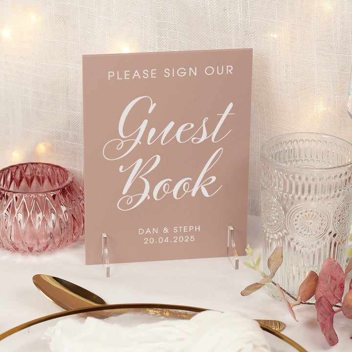 Elegant Script Sign Our Guest Book Acrylic Sign