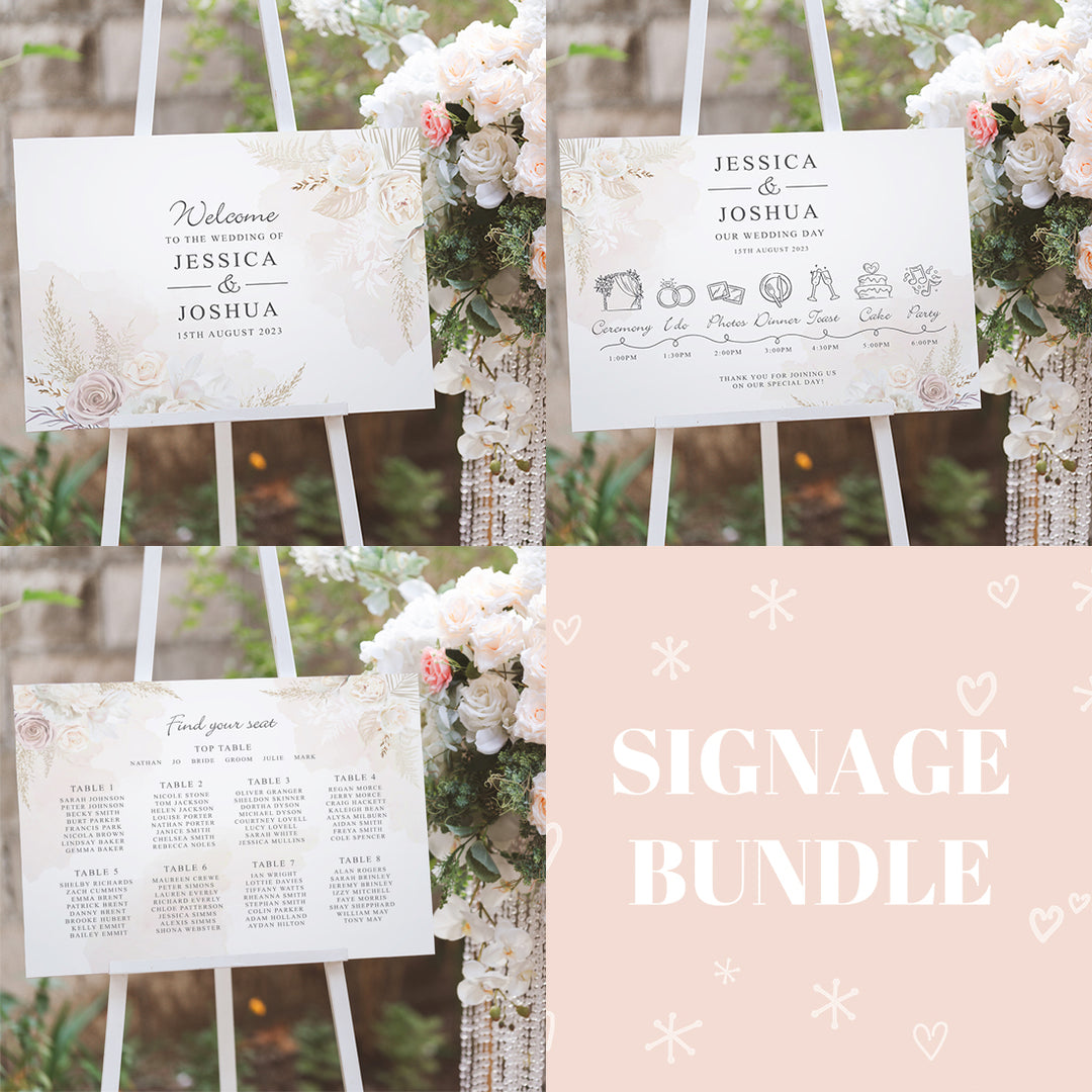 Signage Bundle: Blush Flowers-Weddings by Lumi