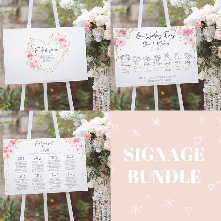 Signage Bundle: Geometric Heart-Weddings by Lumi