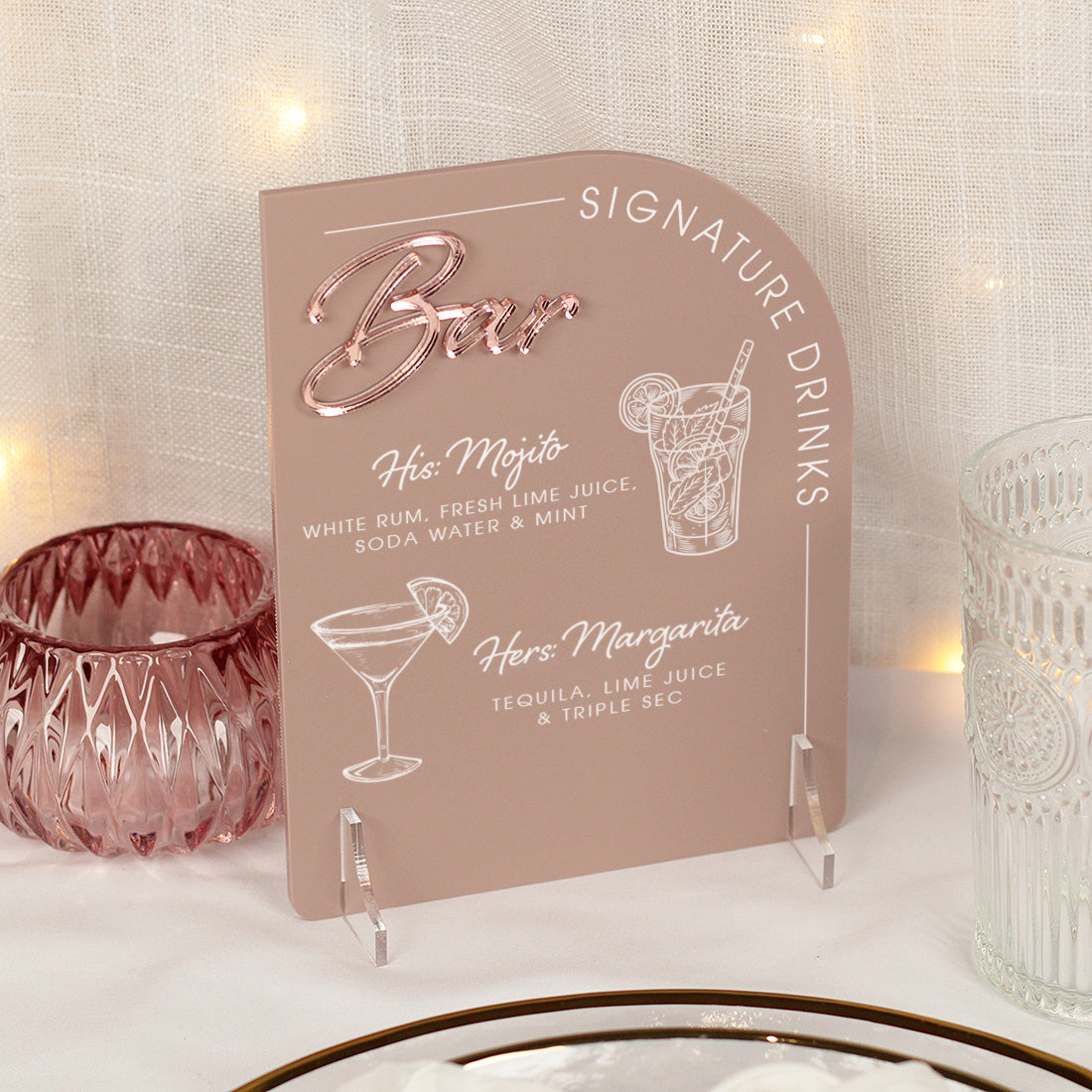 Modern Arch Acrylic Signature Drinks Sign