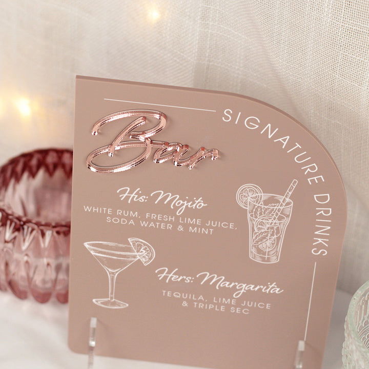 Modern Arch Acrylic Signature Drinks Sign-Weddings by Lumi