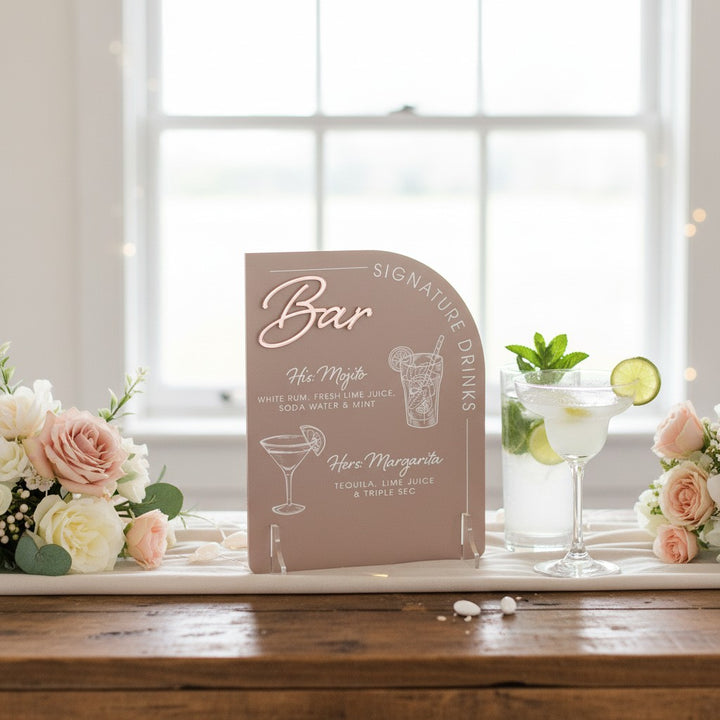 Modern Arch Acrylic Signature Drinks Sign