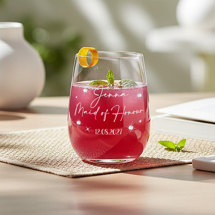 Smells like Bridal Party Duties Diamante Embellished Stemless Glass and Candle Gift Boxed Set