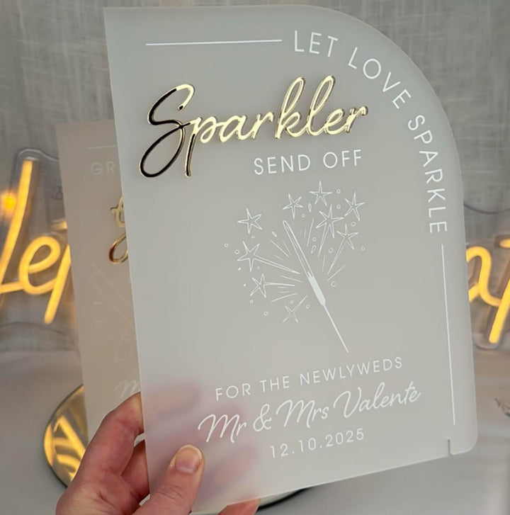 Modern Arch Sparkler Sign-Weddings by Lumi