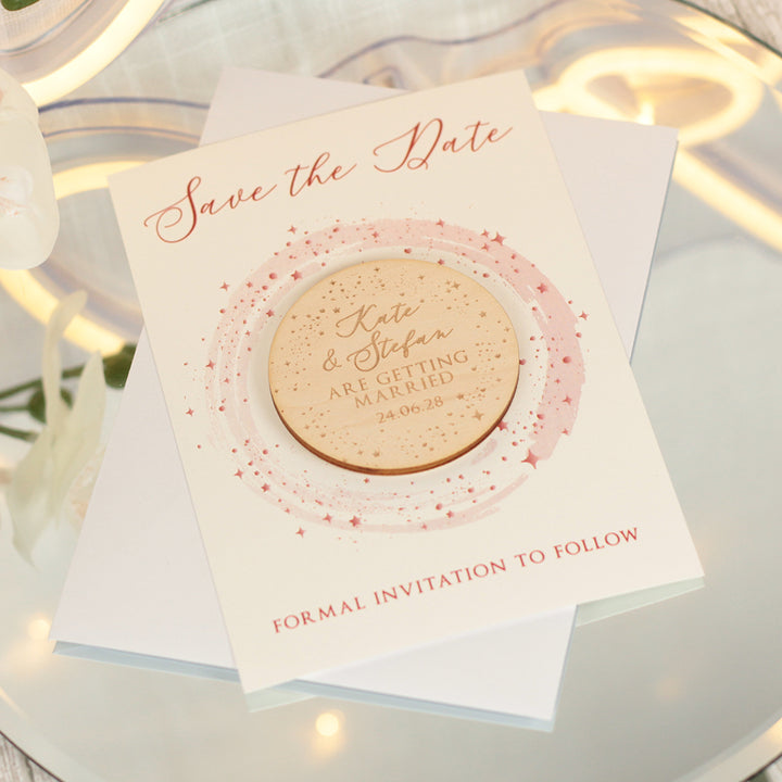 Sparkly Circle Wedding Save The Date Magnet