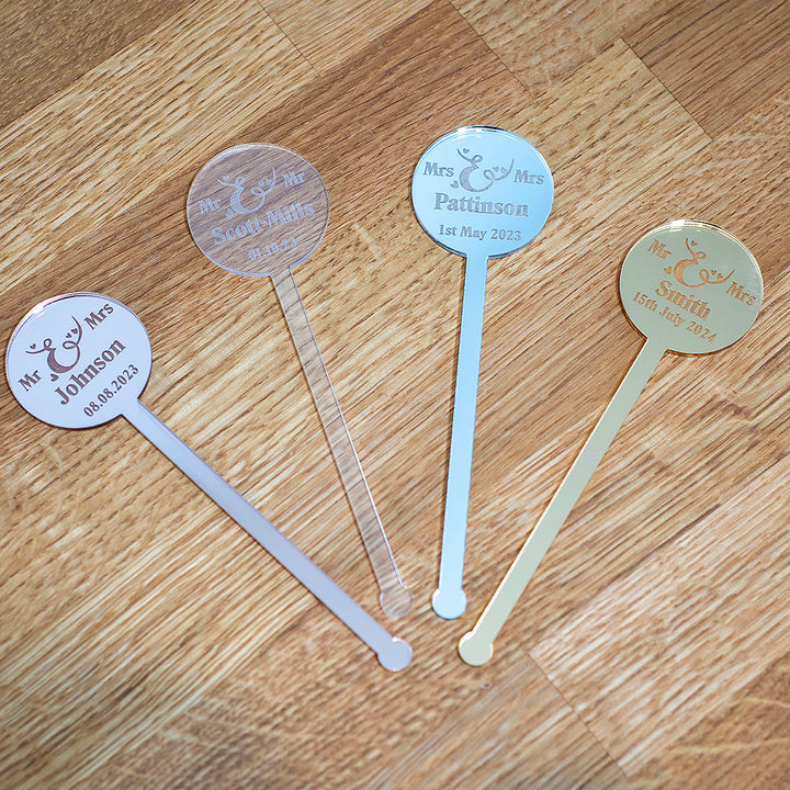 Personalised Mr &amp; Mrs Acrylic Drink Stirrers-Weddings by Lumi