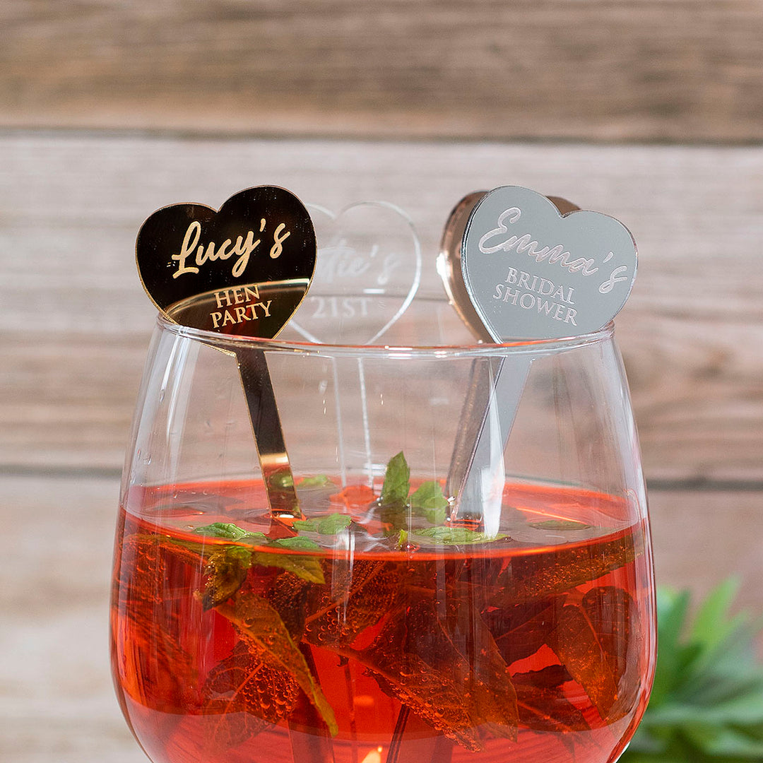 Personalised Love Heart Drink Stirrers-Weddings by Lumi