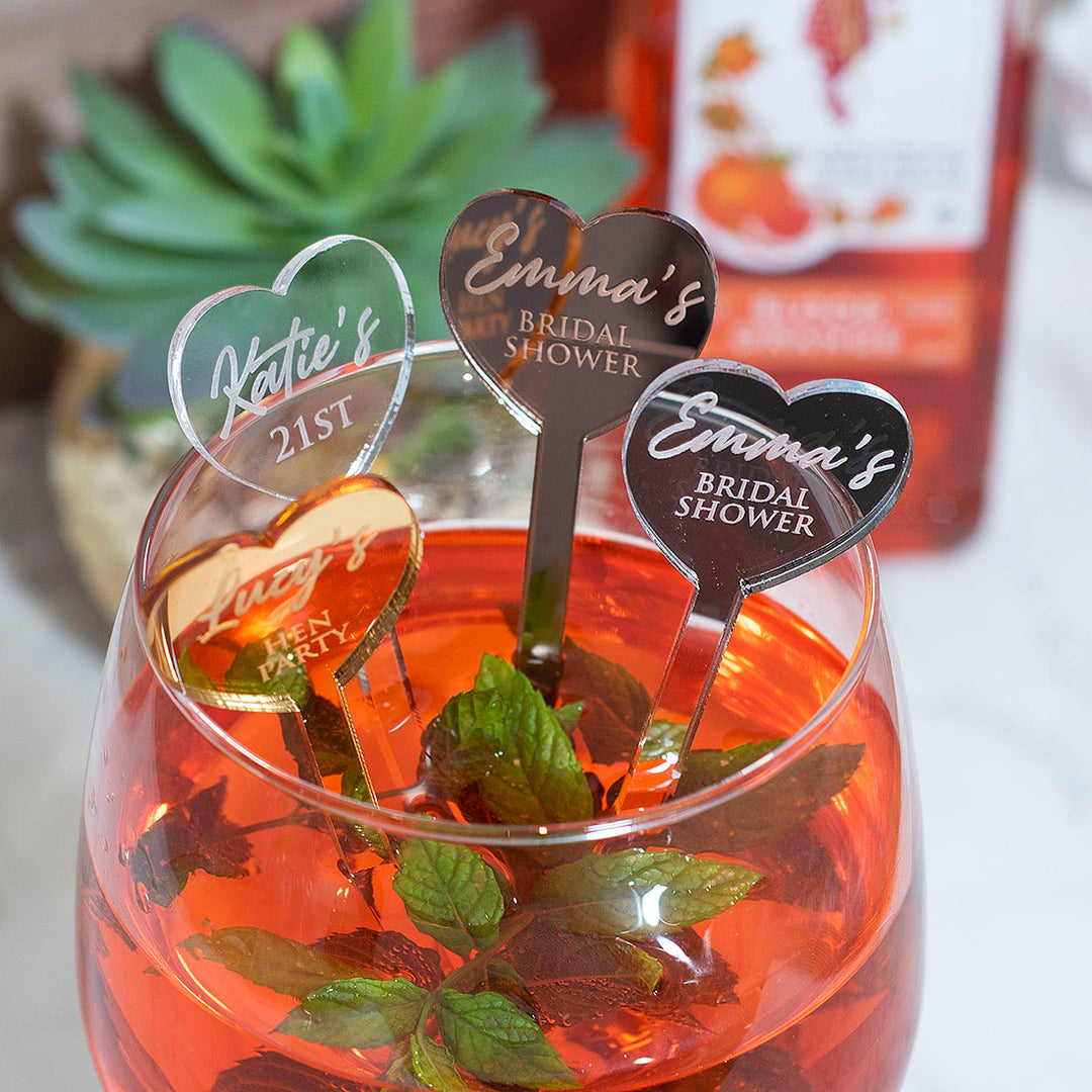 Personalised Love Heart Drink Stirrers-Weddings by Lumi