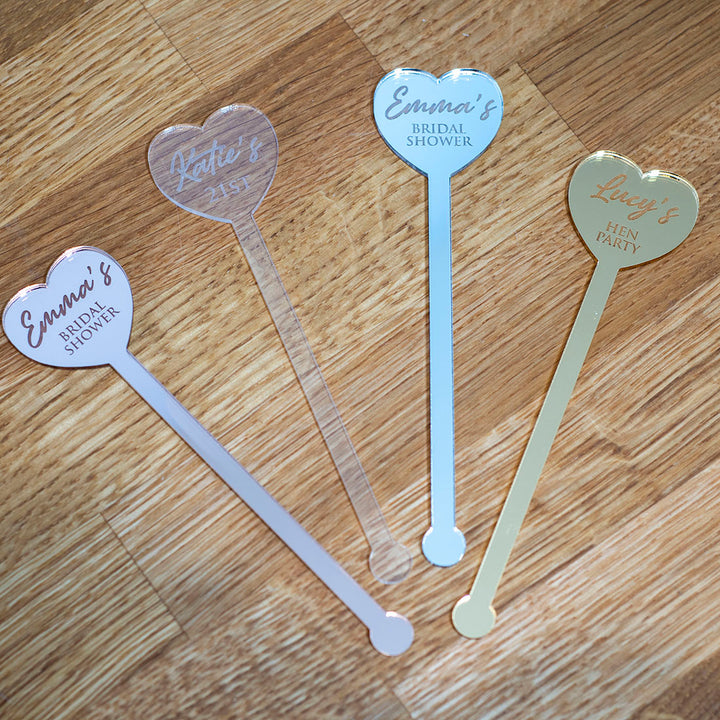 Personalised Love Heart Drink Stirrers-Weddings by Lumi
