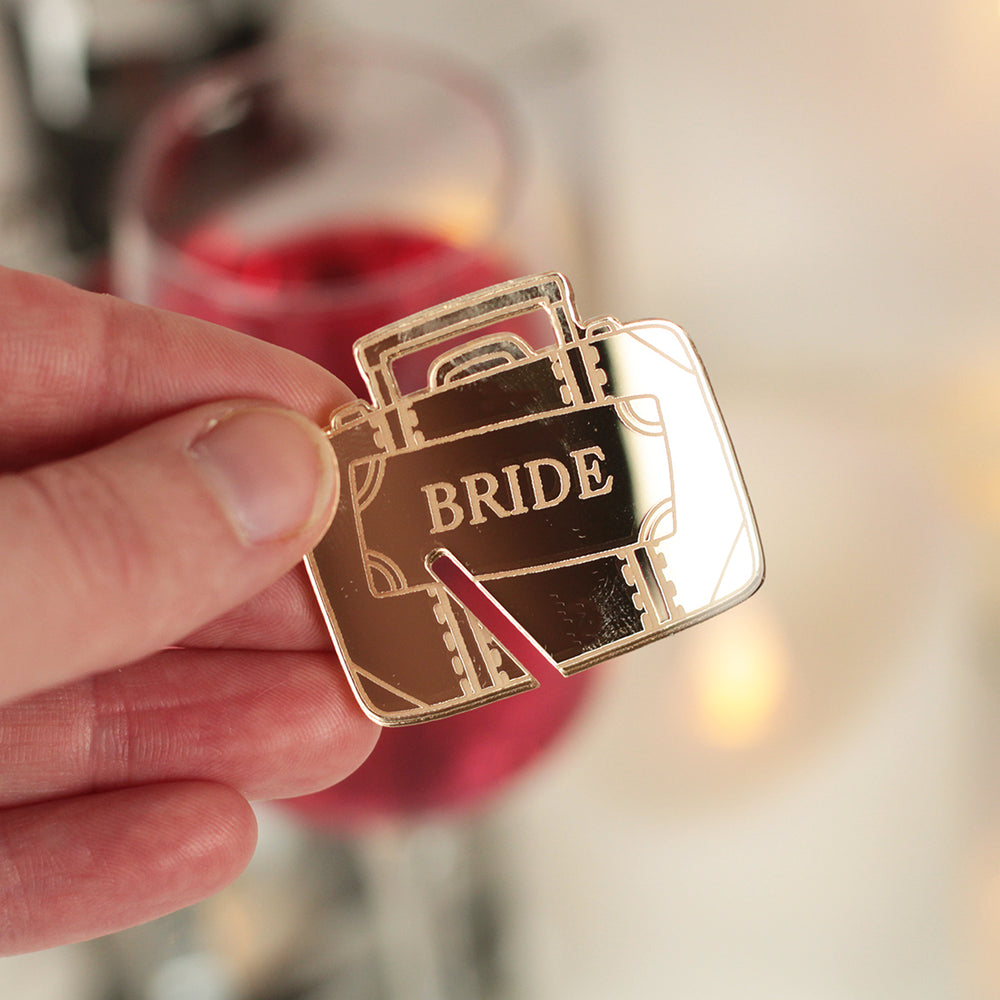Suitcase Destination Wedding Wine Glass Charm Place Settings-Weddings by Lumi
