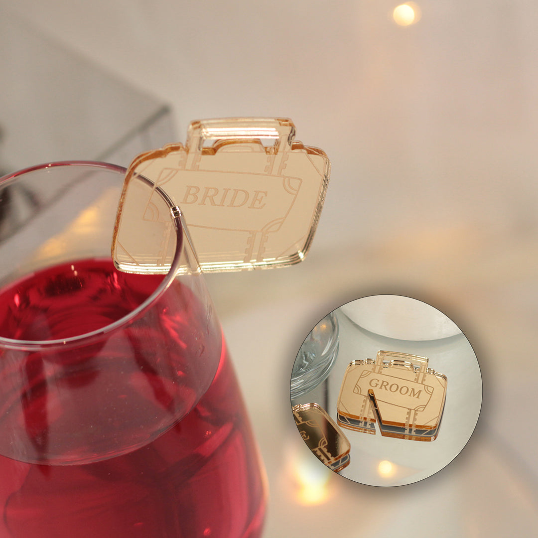 Suitcase Destination Wedding Wine Glass Charm Place Settings-Weddings by Lumi