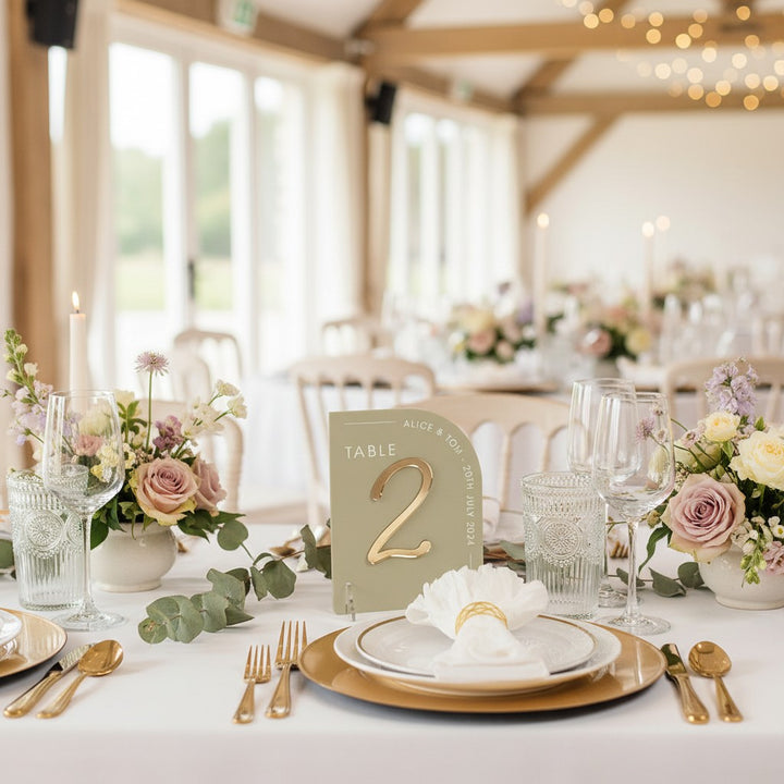 Modern Arch Table Number Acrylic Sign