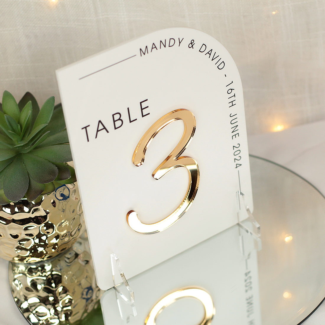 Modern Arch Table Number Acrylic Sign
