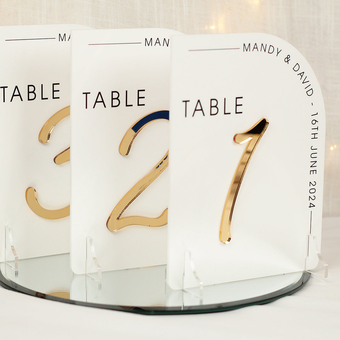 Modern Arch Table Number Acrylic Sign-Weddings by Lumi