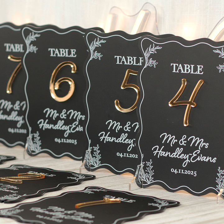 Wavy Edge 3D Acrylic Freestanding Table Number