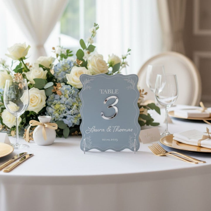 Wavy Edge 3D Acrylic Freestanding Table Number