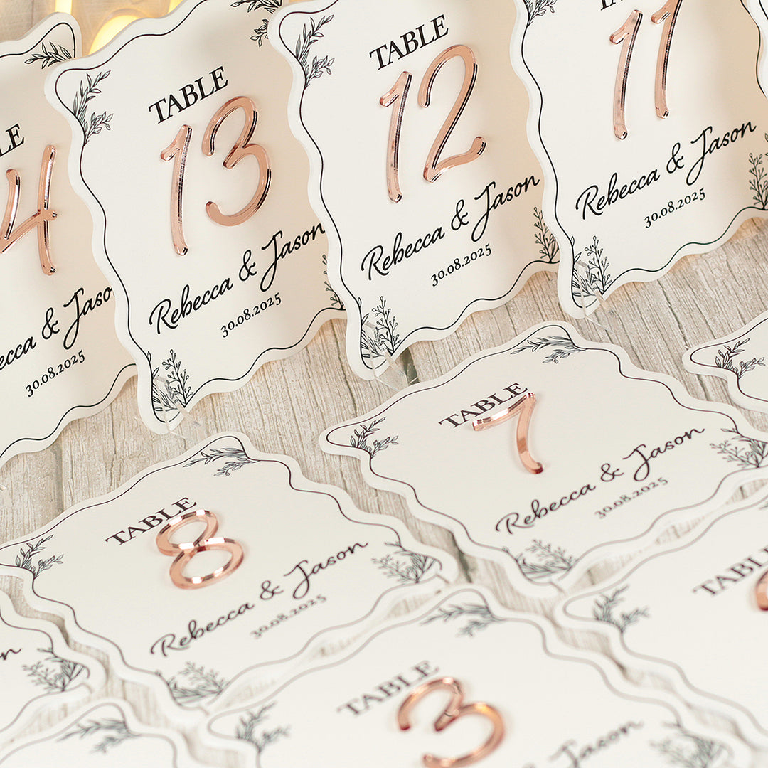 Wavy Edge 3D Acrylic Freestanding Table Number