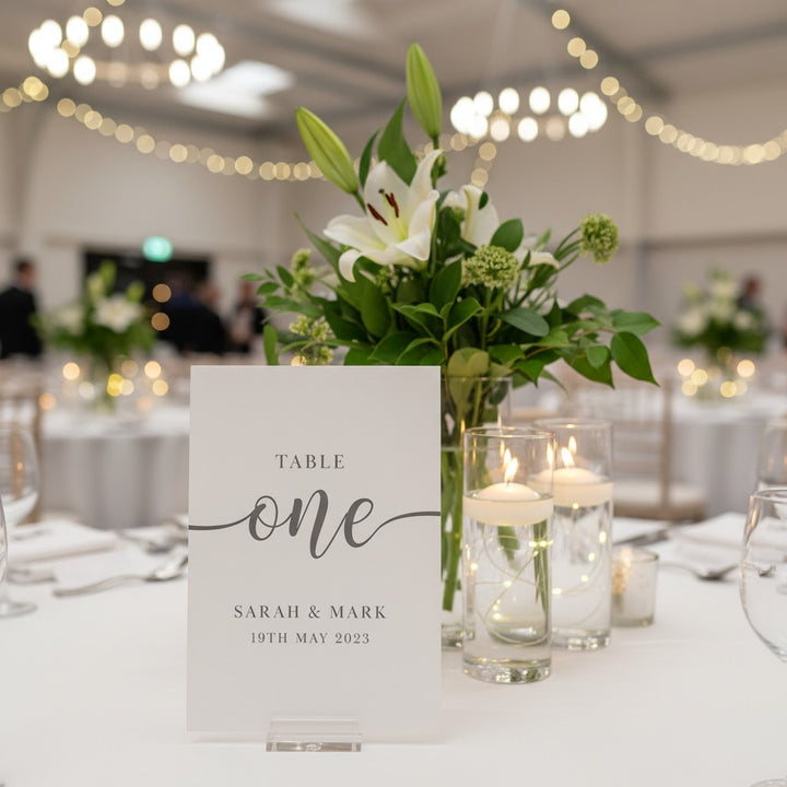 Classic Script Table Number/Name Card