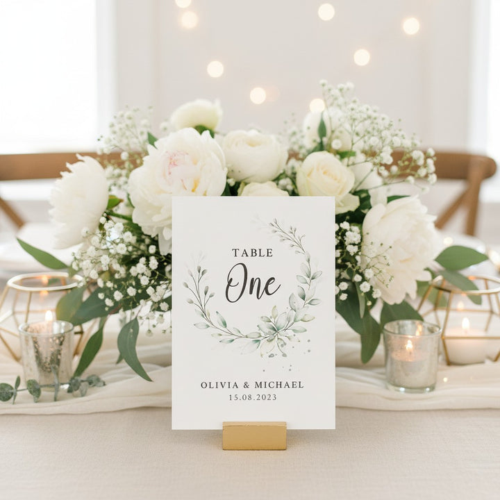 Botanical Wreath Table Number/Name Card