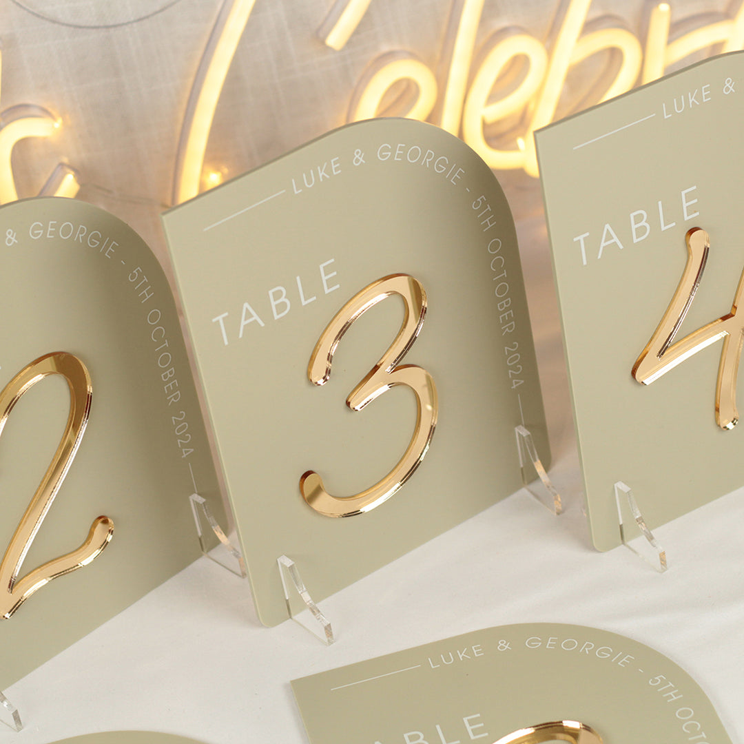 Modern Arch Table Number Acrylic Sign-Weddings by Lumi