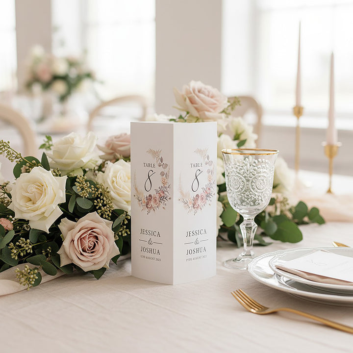 Blush Flowers Tri-Fold Freestanding Table Centrepiece