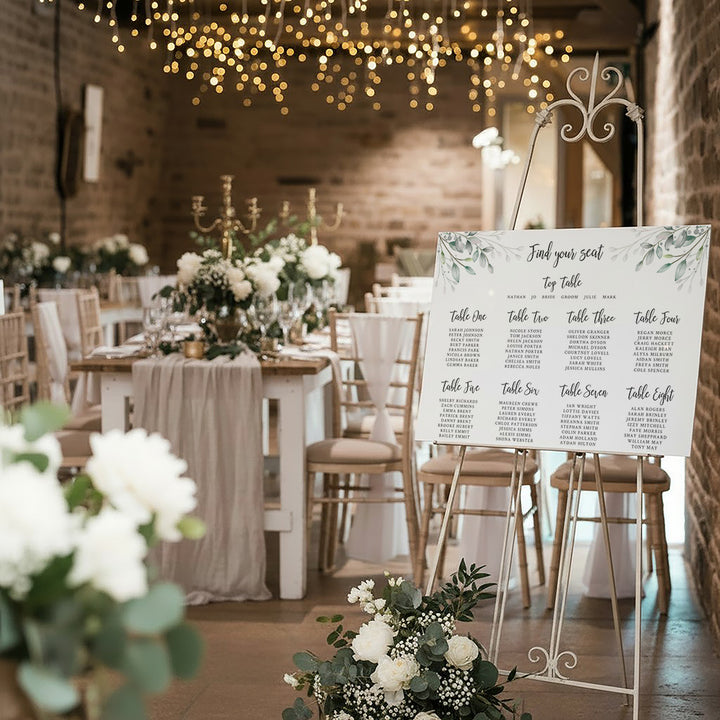 Botanical Wreath Wedding Table Seating Plan
