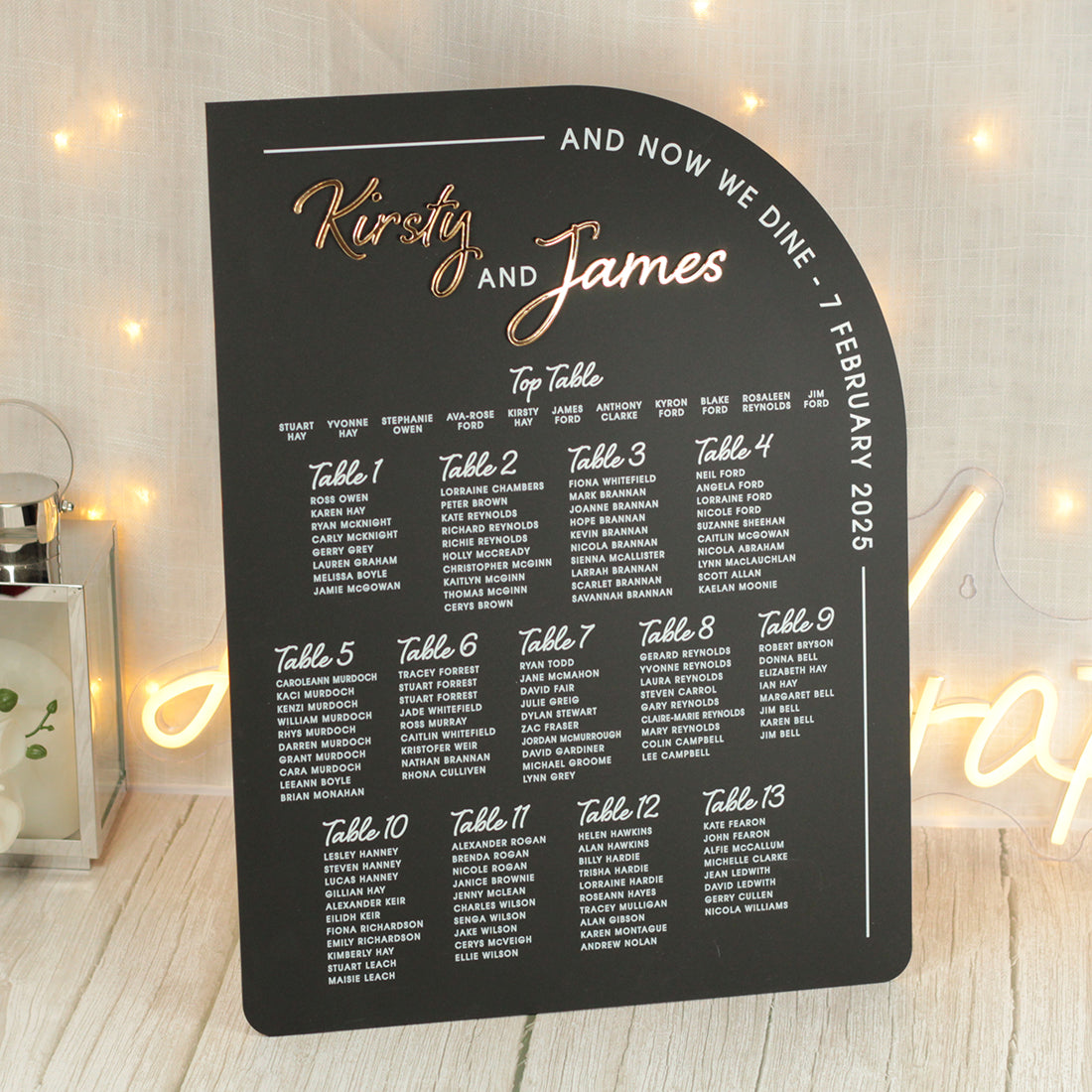 Modern Arch  Acrylic Table Plan