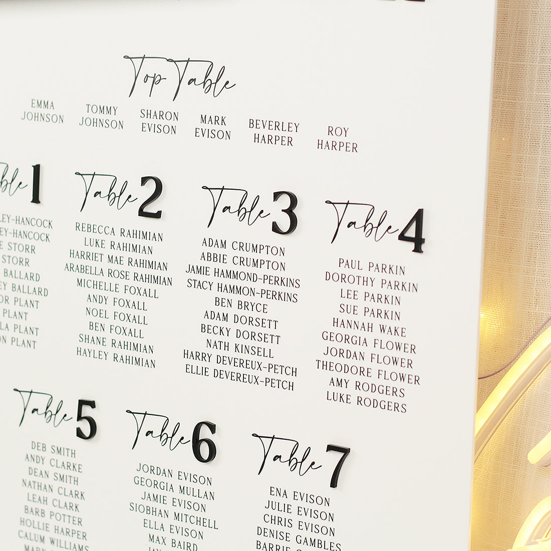 Manhattan Acrylic Table Plan