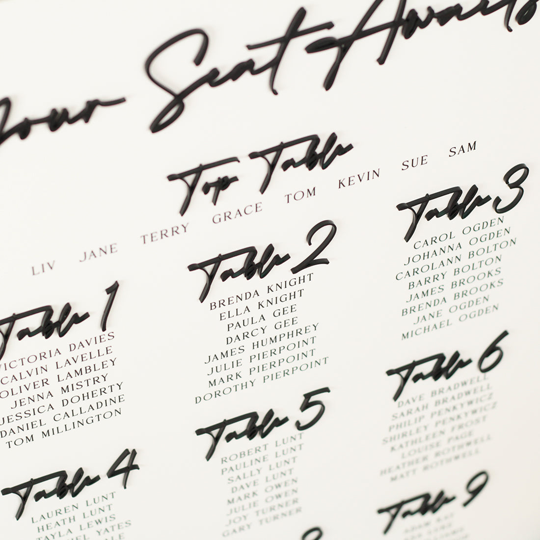 Pen Script Table Plan