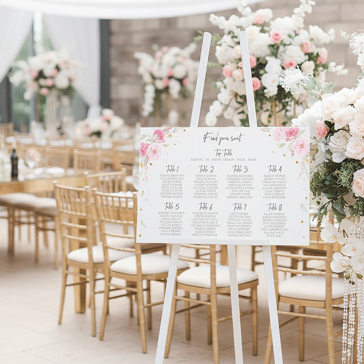 Geometric Floral Heart Wedding Table Seating Plan