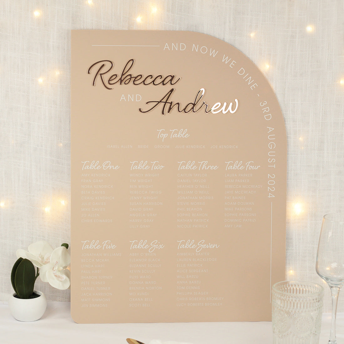 Modern Arch  Acrylic Table Plan