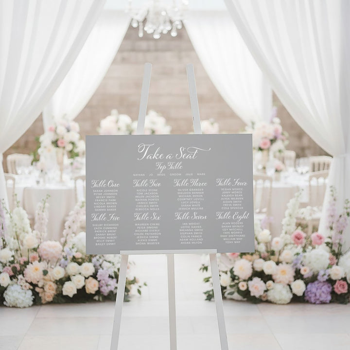 Elegant Script Wedding Table Plan Pastel Acrylic Sign