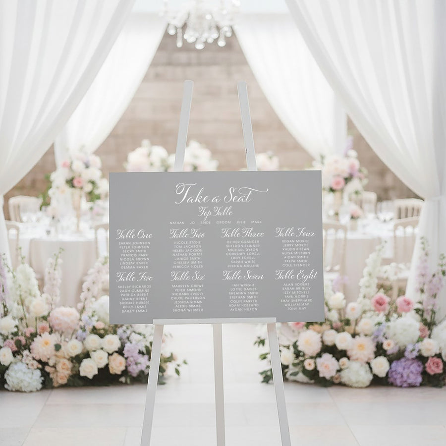 Elegant Script Wedding Table Plan Pastel Acrylic Sign – Weddings by Lumi