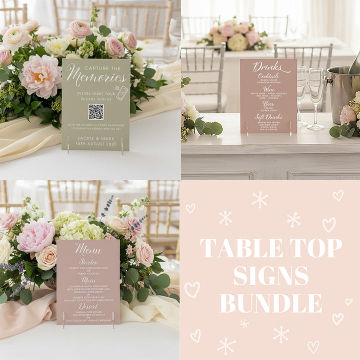 Table Top Sign Bundle: Elegant Script