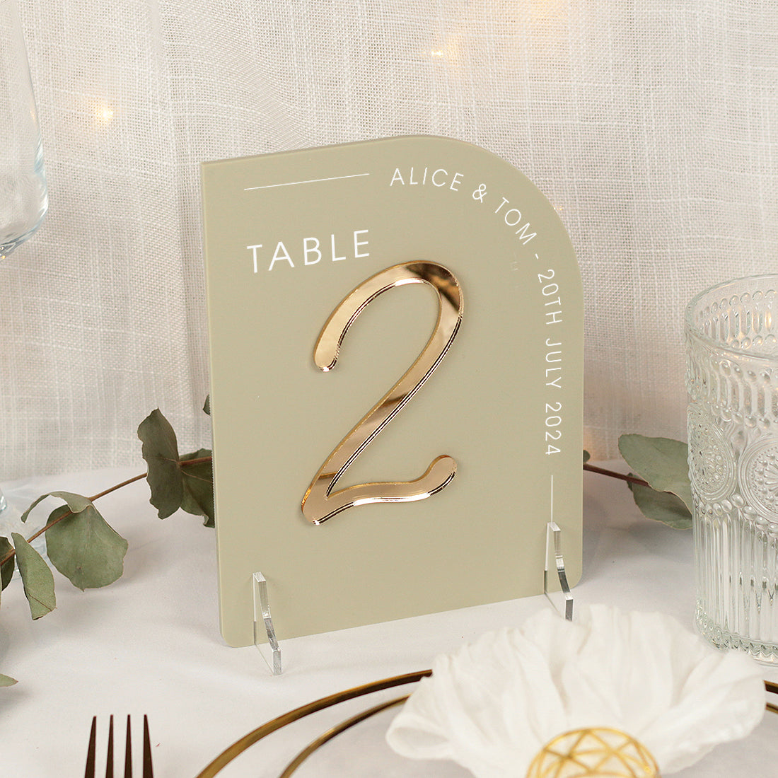 Modern Arch Table Number Acrylic Sign-Weddings by Lumi