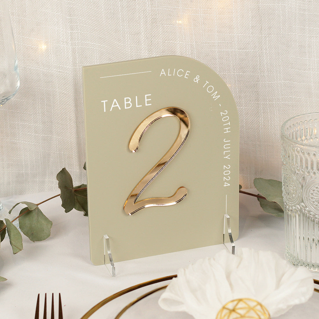 Modern Arch Table Number Acrylic Sign – Weddings by Lumi