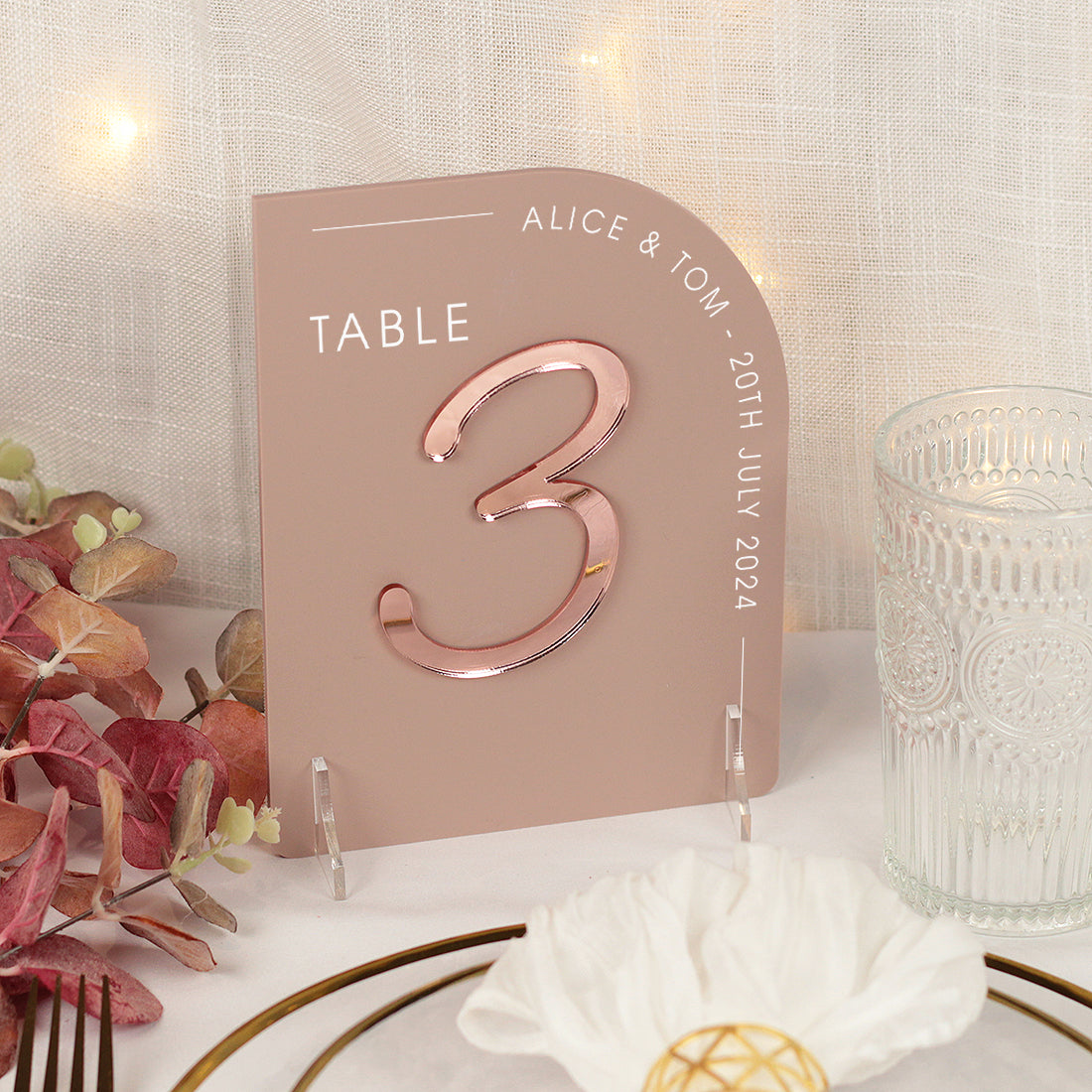 Modern Arch Table Number Acrylic Sign – Weddings by Lumi