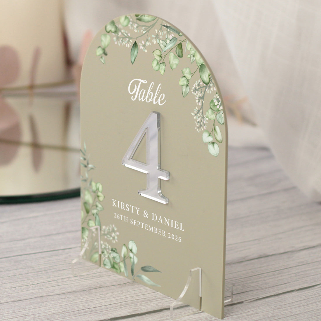 Eucalyptus 3D Acrylic Table Number Sign