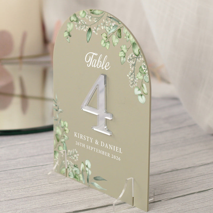 Eucalyptus 3D Acrylic Table Number Sign