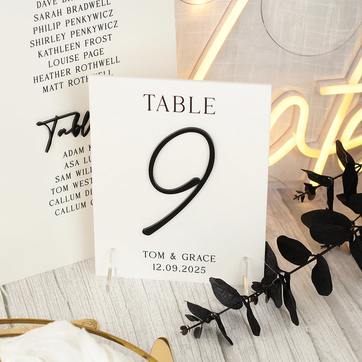 Pen Script Table Number Acrylic Sign