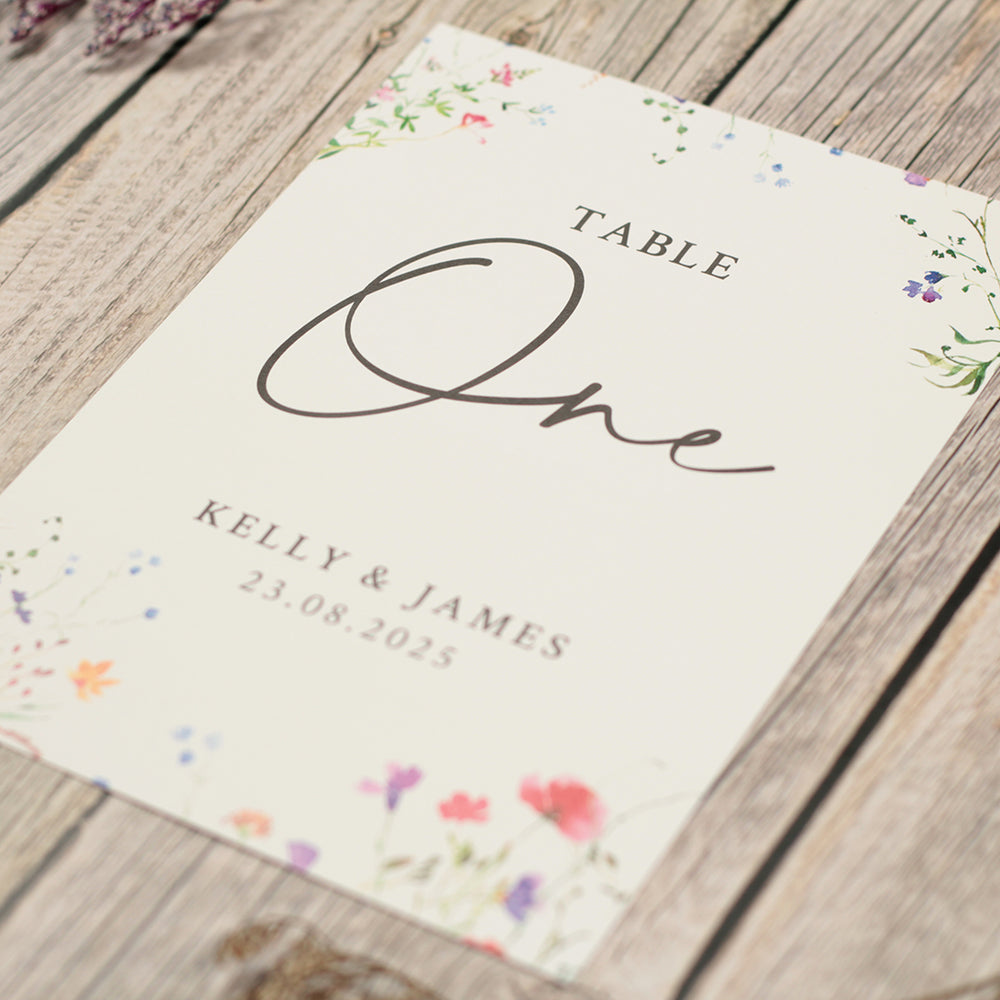 Watercolour Wildflower Table Number/Name Card-Weddings by Lumi