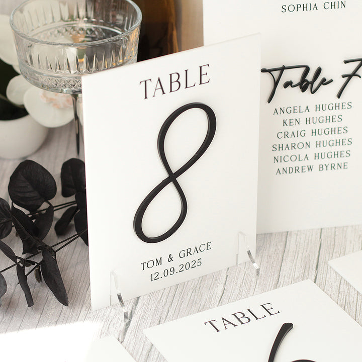 Pen Script Table Number Acrylic Sign