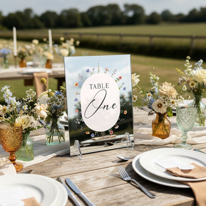 Meadow Silver Mirror Table Number Sign