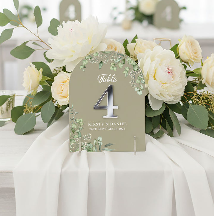 Eucalyptus 3D Acrylic Table Number Sign