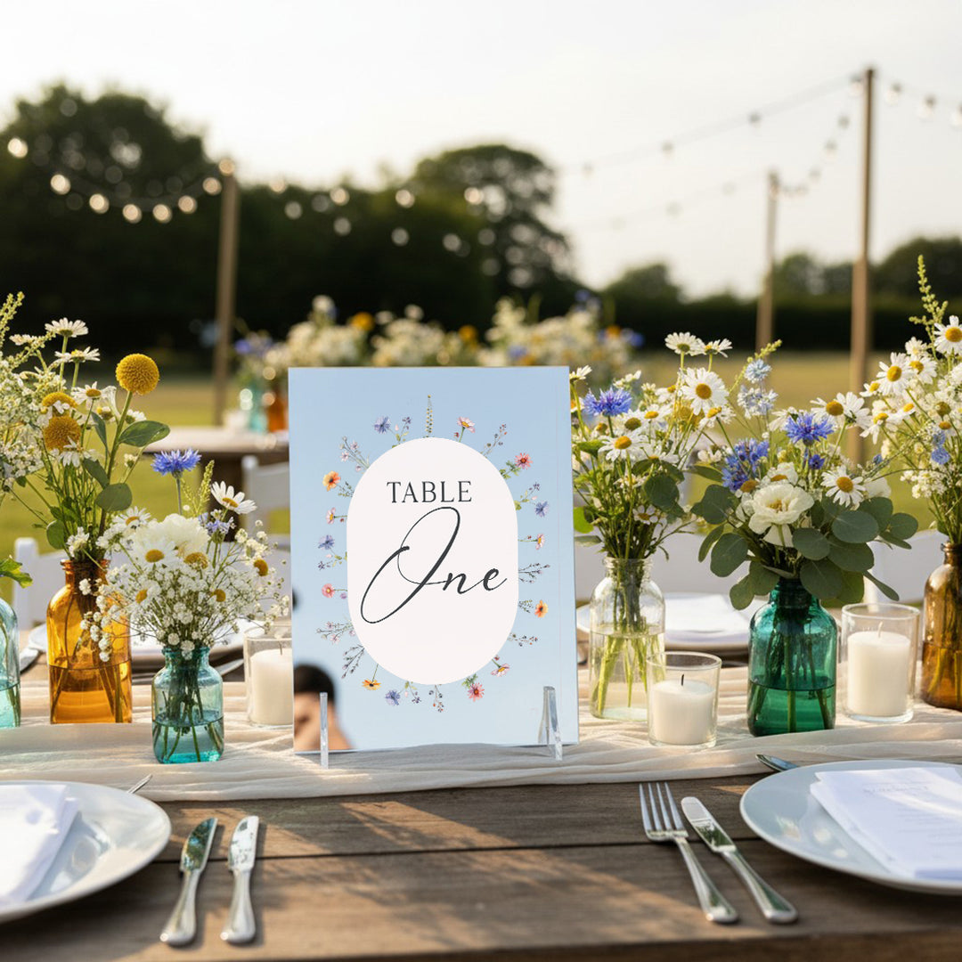 Meadow Silver Mirror Table Number Sign