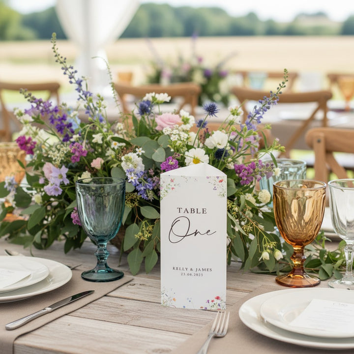 Watercolour Wildflower Tri-Fold Freestanding Centrepiece