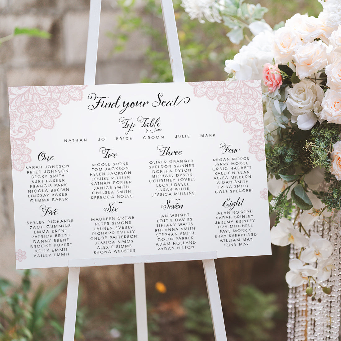 Lace Heirloom Wedding Table Seating Plan