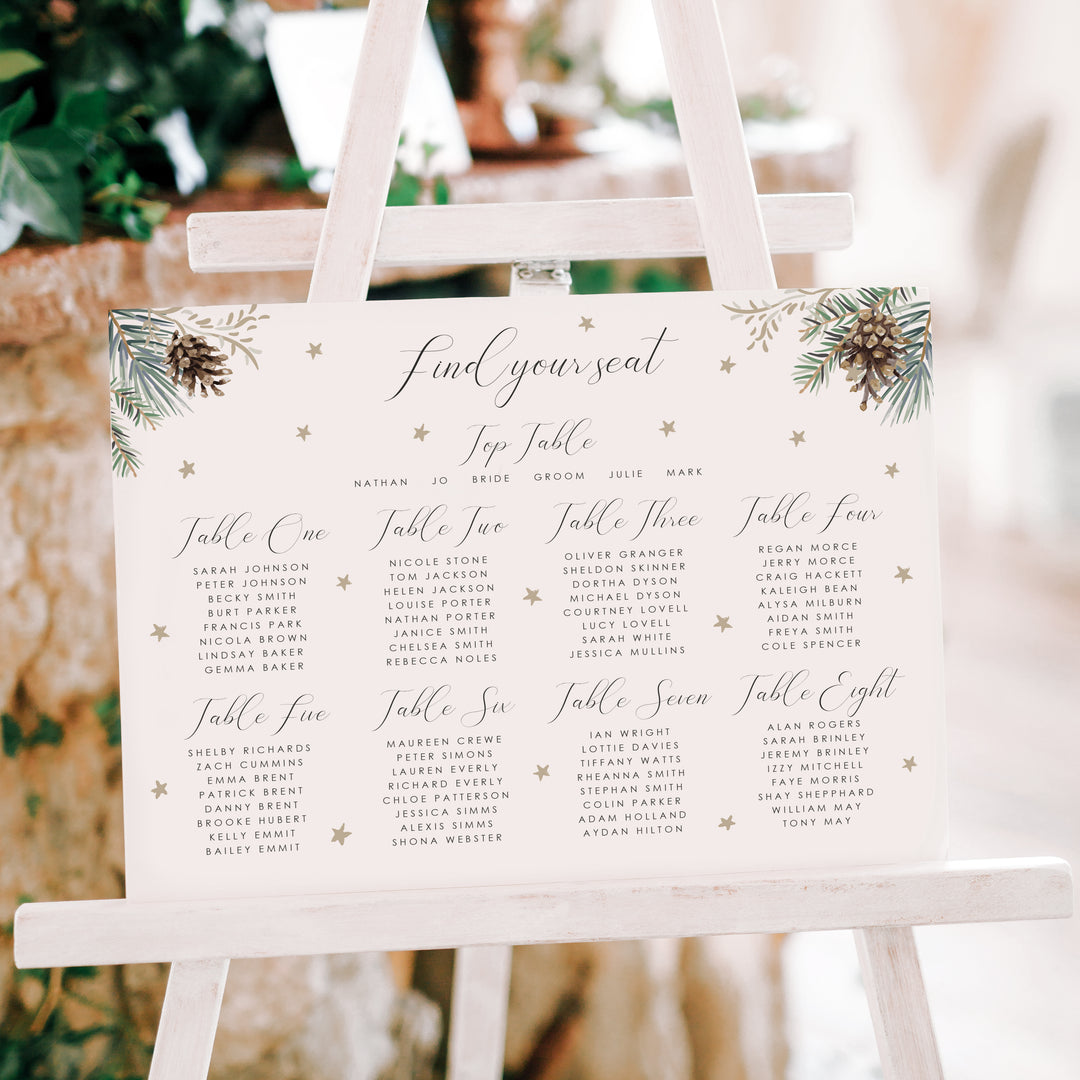 Winter Fern Wedding Table Seating Plan-Weddings by Lumi